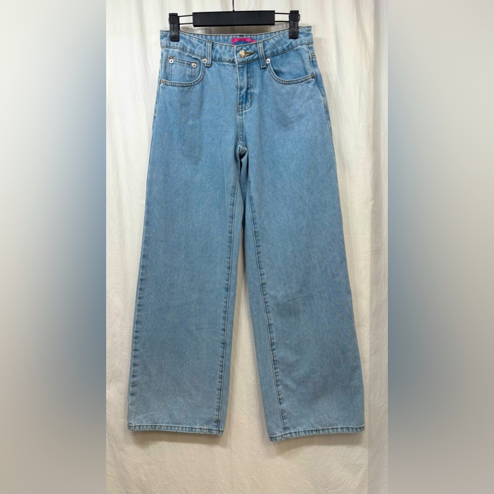 Edikted Wide Leg Straight Womens Jeans Size XS Blue Cotton Vintage 90s